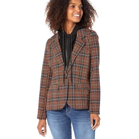 Liverpool Jackets & Blazers - Liverpool Dickey jacket‎ Blazer brown tan blue plaid size medium